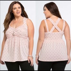 Torrid Polka Dot Crisscross Babydoll Top Size 1